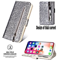 Foxdock - Funda Para Elegante Funda Iphone Xr Glitter Con Cremallera-Ideal Para El Uso Diario