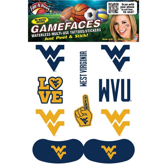 Tatuajes Temporales FAN-A-PEEL WV Mountaineers Impermeables