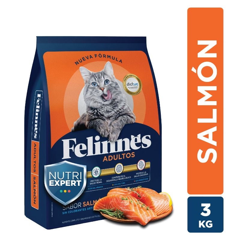 Alimento Seco Gato Adulto Sabor Salmón Bolsa 3 Kg Felinnes