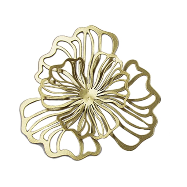 Decoración de pared de hierro, decoración colgante de pared floral, decoración de oficina en el hogar, decoración de pared moderna, arte de pared de m Dorado Pequeño