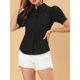 thumbnail image 5 of INSPIRE CHIC Camisa Esencial de Oficina para Mujer con Mangas Abullonadas y Cuello de Punto, Botonadura Frontal, Talla M, Color Negro, 5 of 7