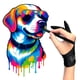 thumbnail image 2 of Guante de dibujo Kortimu con estampado de cachorro y rechazo de palma de 3 capas, 2 of 8
