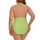 thumbnail image 5 of Agnes Orinda Traje de Baño de Una Pieza para Mujer Talla Grande Escuela Colegio Halter Push Up Fruncido Bandeau Control de Abdomen Playa Vacaciones Traje de Baño 3X Verde, 5 of 9