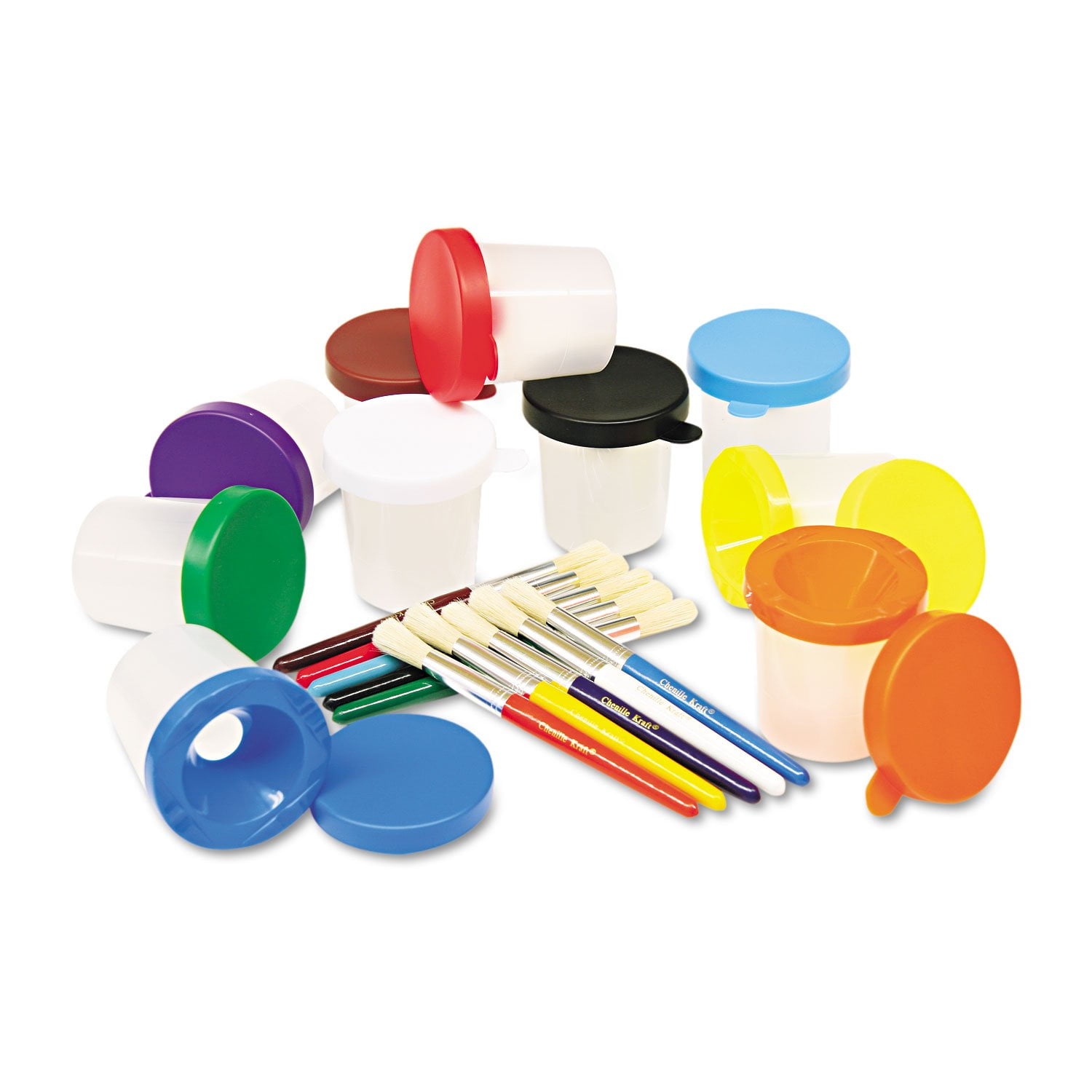 Set De Vasos Y Pinceles Para Pintar Chenille Kraft No-spell, 10 Unidades