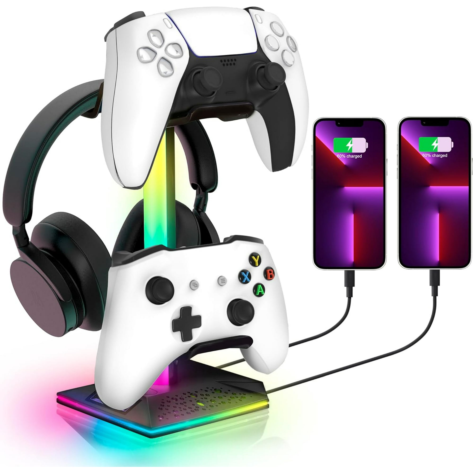 Soporte Para Control Gamer Aaronmei Rgb Con 2 Usb Y 1 Carga Tipo-c