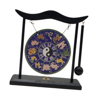Magideal - Cobre Gong Adorno Asiático Gong Campana Mini Campanas De Viento Latón Feng Shui Escritorio Gong Cobre Chino Gong Con Soporte Para Mesa Decoración Para Estilo F