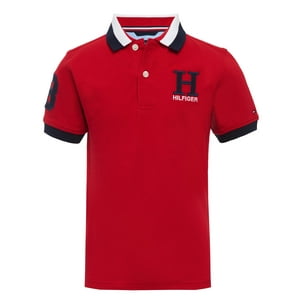 Polo Tommy Hilfiger De Manga Corta Para Niños De 10 A 12 Años, Color Rojo
