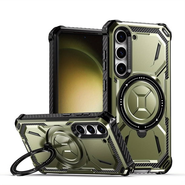 For Samsung Galaxy S23 S22 S21 Ultra S23 Plus Case Metal Kickstand Magnetic Case , Heavy Duty Bumper Shockproof Phone Case