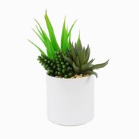 Green Element - Planta Suculenta Artificial En Macetero Blanco 18 Cm