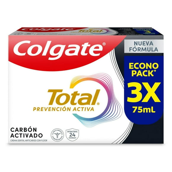 Pasta Dental Total Carbón Activado con Flúor, 75 ml 3 Un