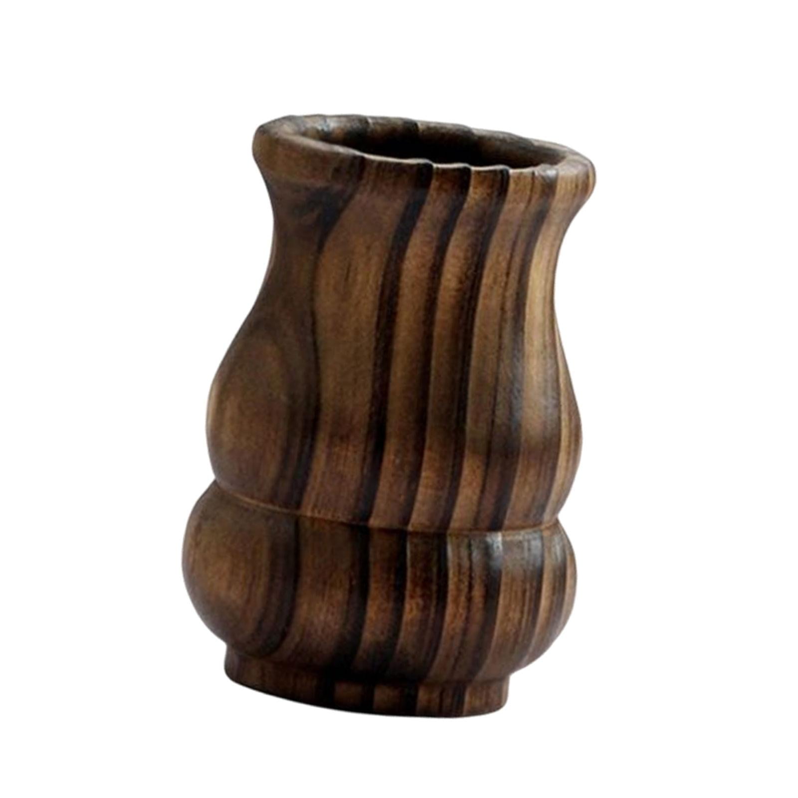 Magideal - Jarrón De Madera, Jarrones De Flores De Madera, Soporte Para Bolígrafo, Regalo Único, Jarrón De Botella De Madera, Macetas De Madera Para Maquillaje,