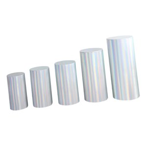 Magideal - 5X Cubiertas De Pedestal Cilíndrico Cubiertas De Soporte De Zócalo Cilíndrico Cubiertas De Zócalo Cilíndrico De Decoración Para Cumpleaños, Acción De Plata Brillante