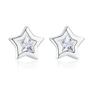 La Garza - Aros Plata Mujer Estrella Circon