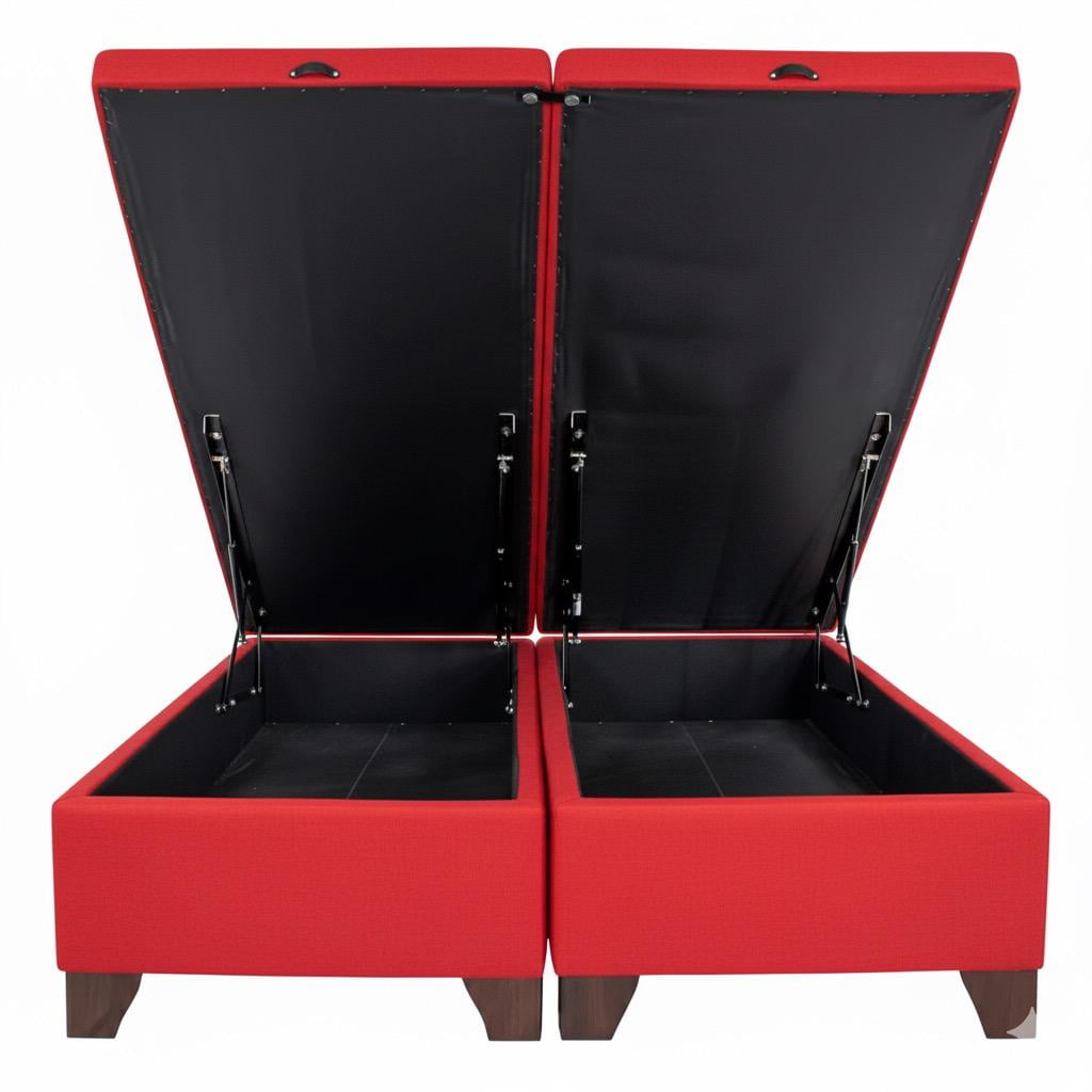 Vitelio - Base De Cama 1.5 Plaza Baúl Rojo