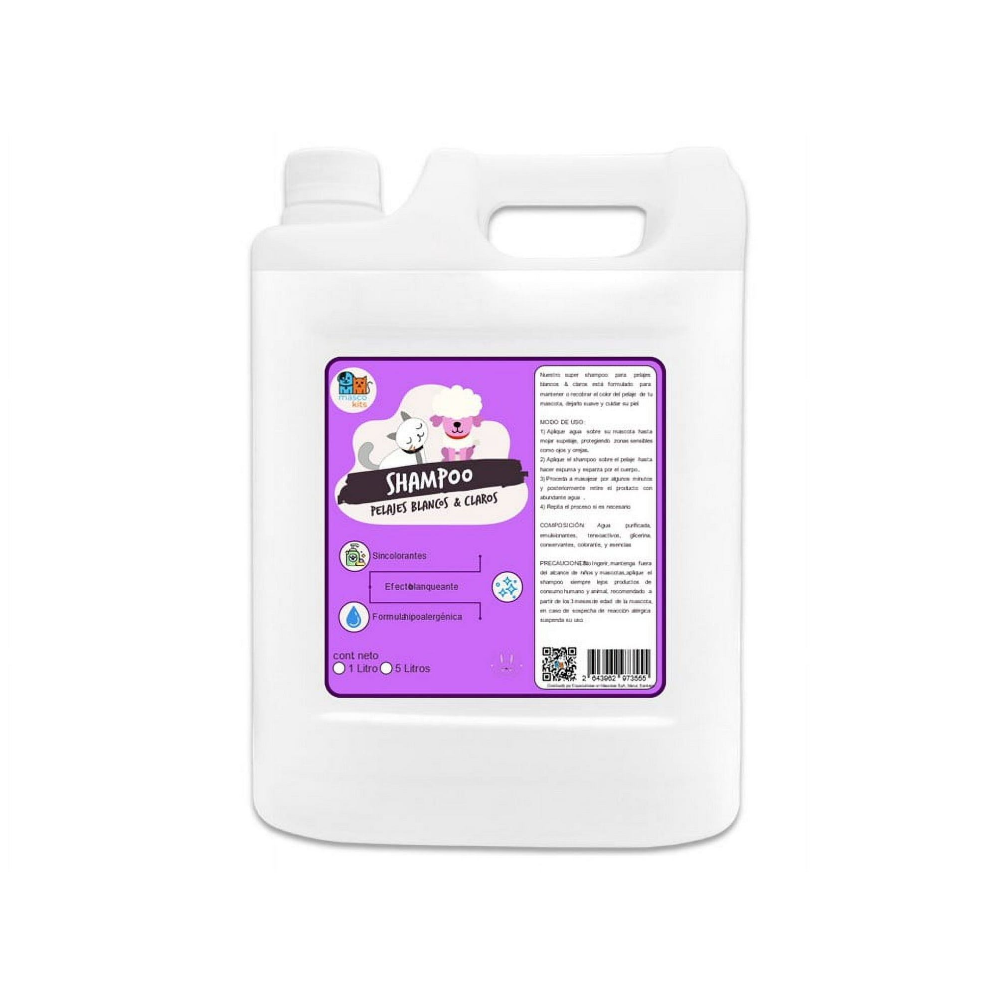 Mascokits - Shampoo Pelaje Blanco 5 Litros Perros & Mascotas