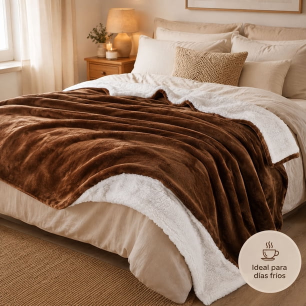 Manta Martiné Flannel Sherpa 127x152 cm Marrón