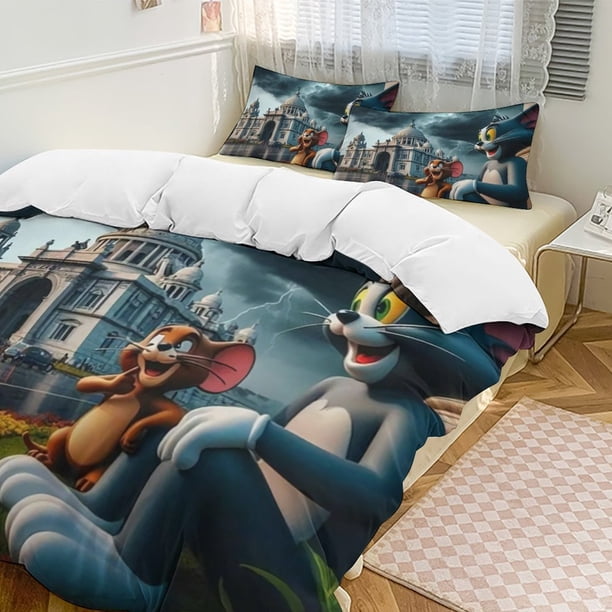 Tom And JerryCartoon Collection 3-Piece Comforter Set, Personalized Bedding Decor for Kids And Teens Bed Sheets