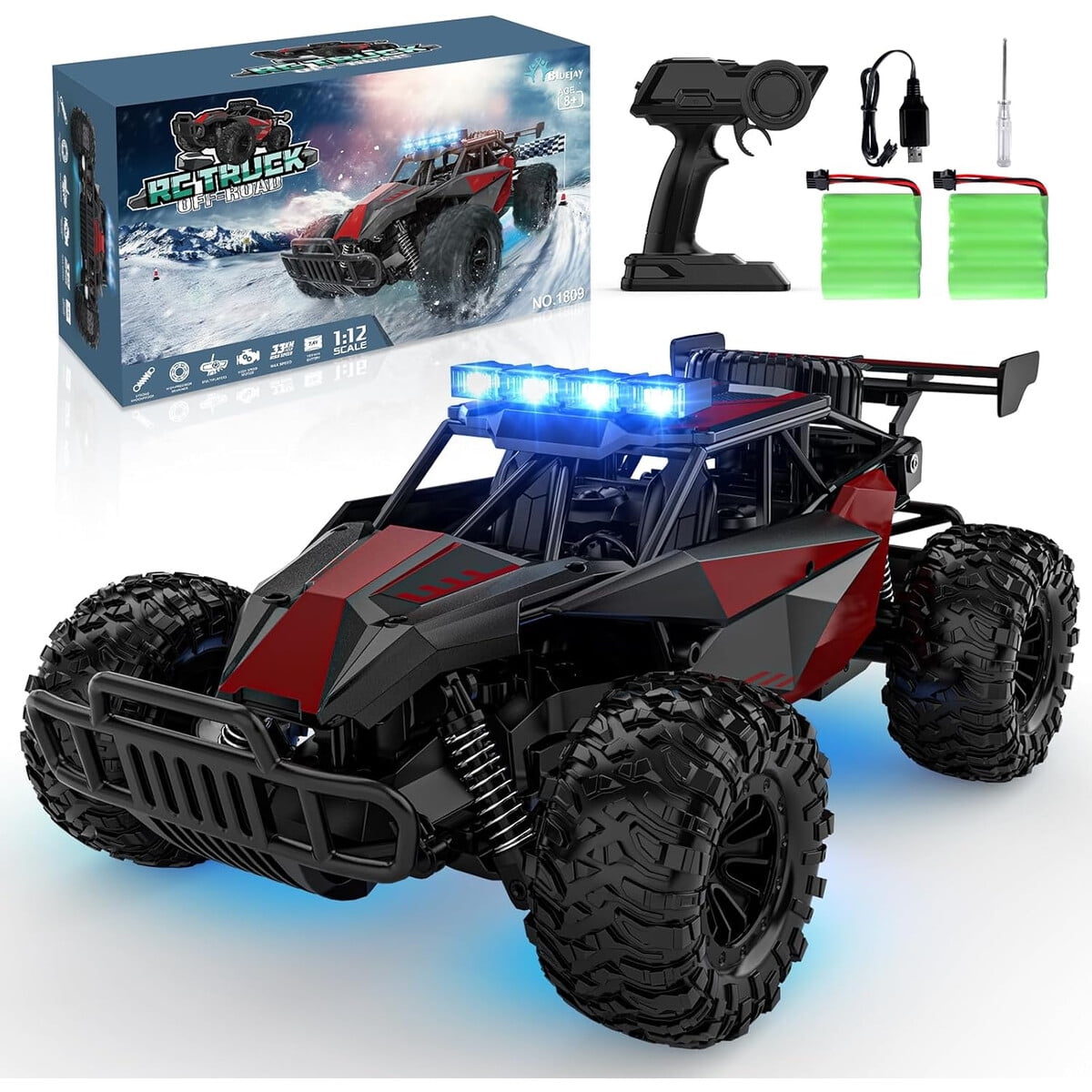 Auto Rc Bluejay 112 33kmh 2.4ghz Motor 380 Led Offroad