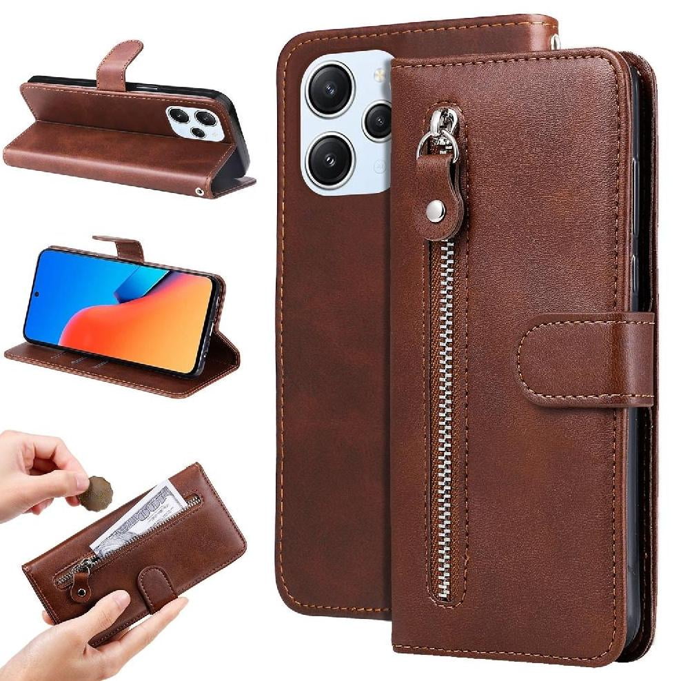 Gangxun - Funda Con Cremallera Para Xiaomi Redmi 12 5g, Carcasa Cartera De Cuero Pu Con Soporte Y Tarjetero