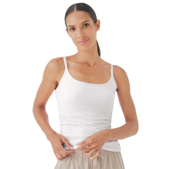 Camiseta sin mangas Pact de algodón orgánico con sujetador con repisa para mujer, color blanco M