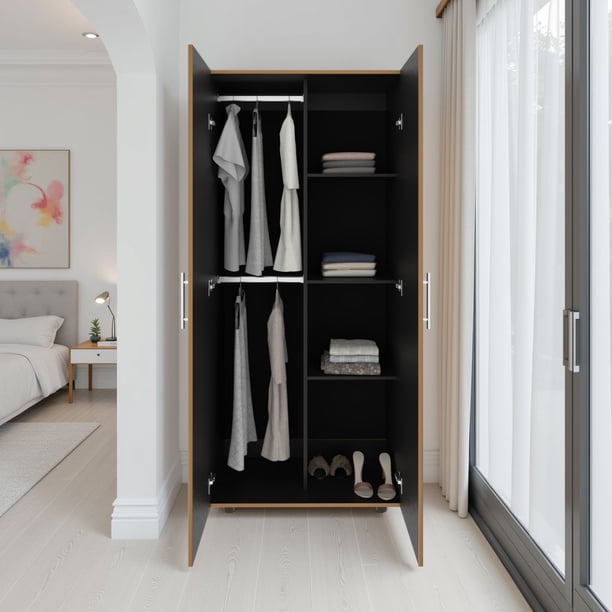 Closet 2 Puertas Tera Fresno Europeo Y Wengue 180x80x48 Cm
