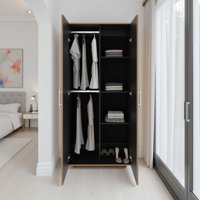 Tuhome - Closet 2 Puertas Tera Fresno Europeo Y Wengue 180X80X48 Cm