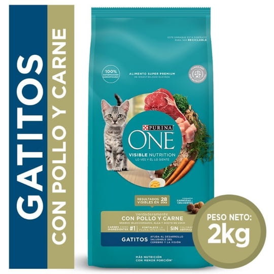 Alimento Seco Gatito Sabor Pollo Y Carne Bolsa 2 Kg Purina One