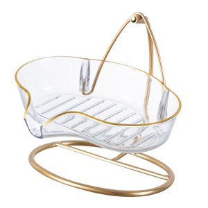 Magideal - Bandeja De Jabón De Drenaje Automático Estante De Almacenamiento De Jabón De Estilo Nórdico Soporte De Metal Jabonera Jabonera Para Bañera Fregadero Claro