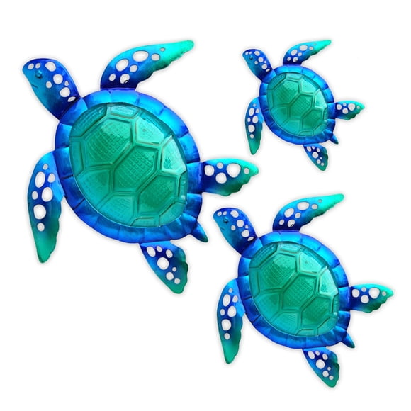 Arte de Pared JOYBEE Juego de 3 Tortugas Marinas de Metal y Vidrio