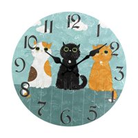 Magideal - Reloj De Pared Con Diseño De Gato, Divertido Y Redondo, Silencioso, Regalo Único Para Inauguración De La Casa, Reloj Decorativo De Pared Fácil De Leer Estilo C