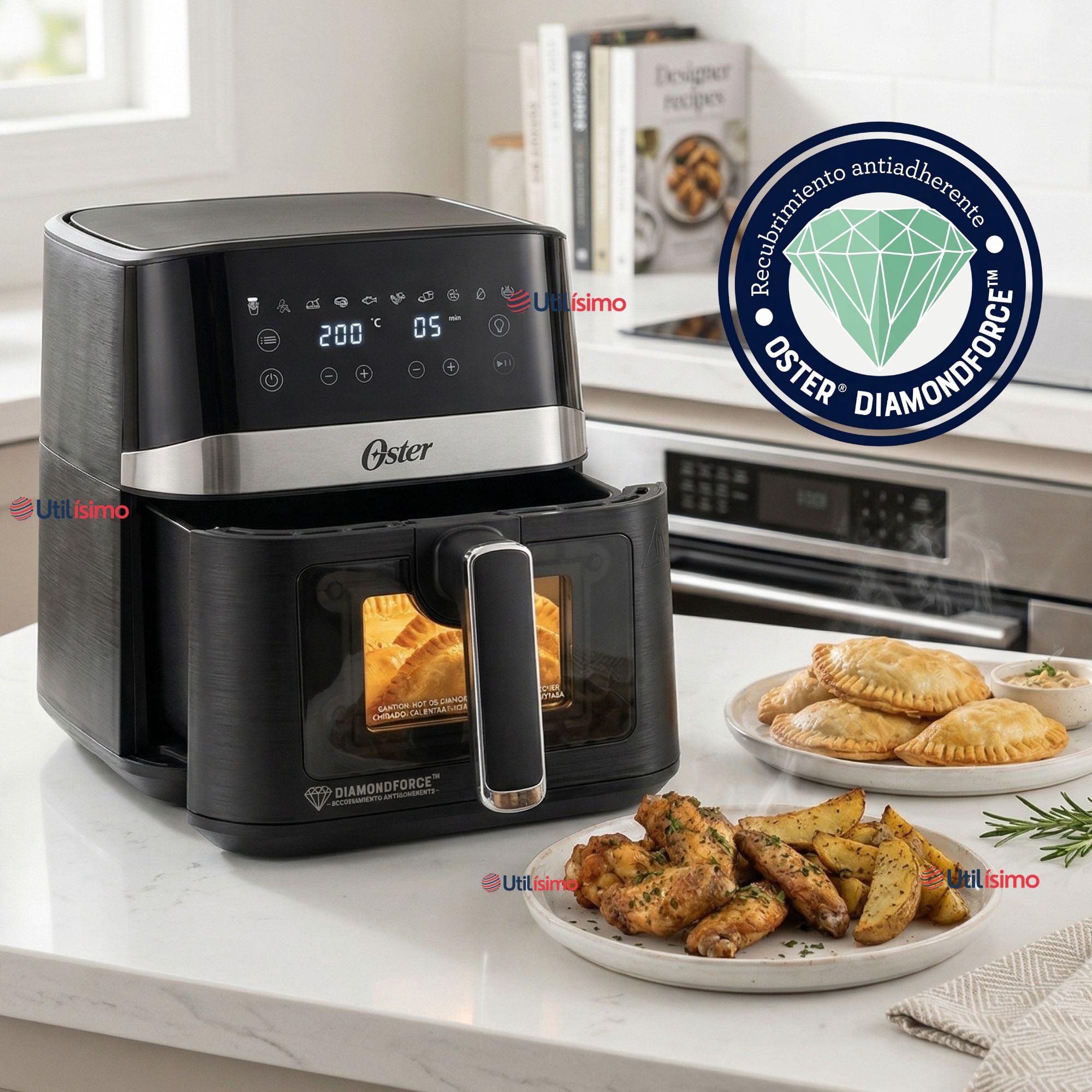 Freidora De Aire Digital Oster® Con Recubrimiento Diamondforce, 4l De Capacidad,ckstaf40wddf 1300w