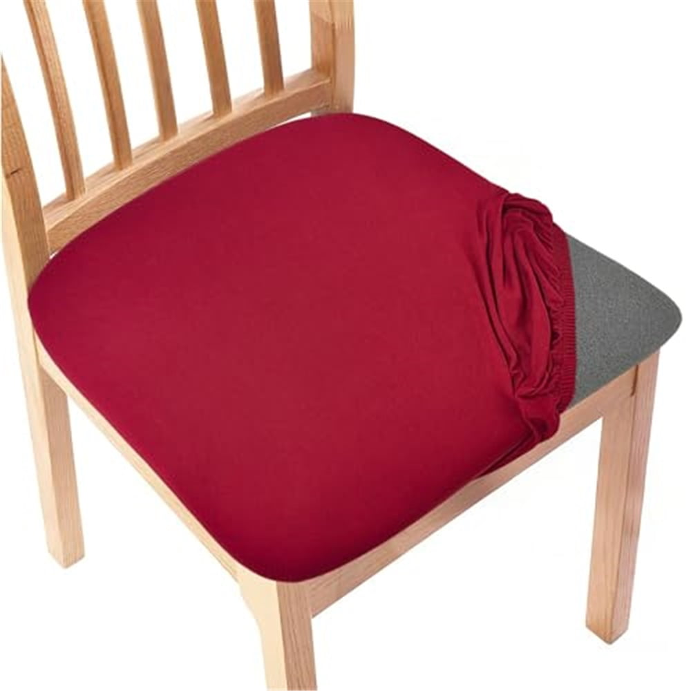 Xusx111 - Cubiertas De Asiento Para Silla De Comedor Conjunto De 4, Silla Lavable Extraíble De Ajuste Estirable Protector Del Cojín Del Asiento Cubiertas Deslizantes Rojas