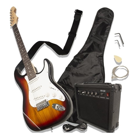 Guitarra Electrica Audiotek Con Amplificador Color Cafe