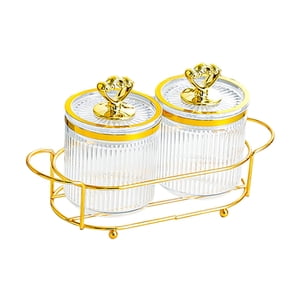 Bothyi - Bandeja De Aperitivos Con Tapa Con Platos De Soporte Para Bodas, Tarro De Almacenamiento De Alimentos Para Fiestas, 2 Cuencos Transparentes