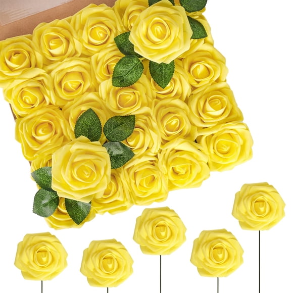 Flores Artificiales N&T NIETING Rosas de Espuma Amarillas x50