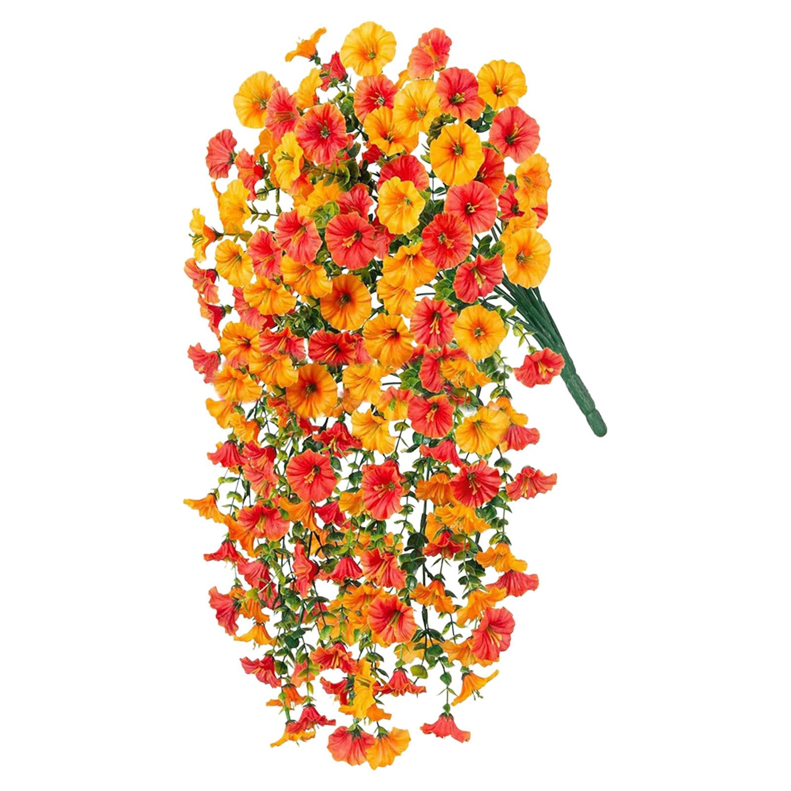 Magideal - Flores Artificiales Colgantes De Para Decoración Del Hogar, Plantas Colgantes Realistas, Flores Falsas Para Patio, Césped, Hogar Y Exteriores. Amarillo Naranja