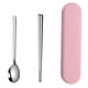 thumbnail image 1 of Utensilios De Acero Inoxidable Con Estuche Para El Lugar De Trabajo De Viaje Escolar 2pcs Rosa, 1 of 3