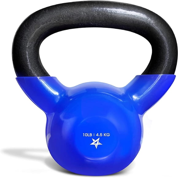 Kettlebell Yes4All 10LB Hierro Fundido Vinilo Azul
