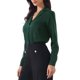 thumbnail image 4 of INSPIRE CHIC Camisa Leotardo Abotonada para Mujer de Satén Manga Larga con Solapa Muesca para Trabajo de Negocios M Verde Oscuro, 4 of 6