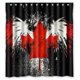 thumbnail image 1 of Cortina de ducha con diseño de hojas de arce rojas y bandera canadiense, con ganchos, tamaño 60 x 72 pulgadas, 1 of 3