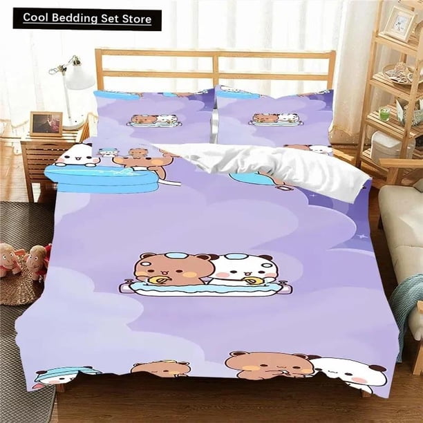 Kawaii Bubu and Dudu Anime Bedding Set Duvet Cover Comforter Bed Twin Full Size Bedding Set Kids Bed Sheets