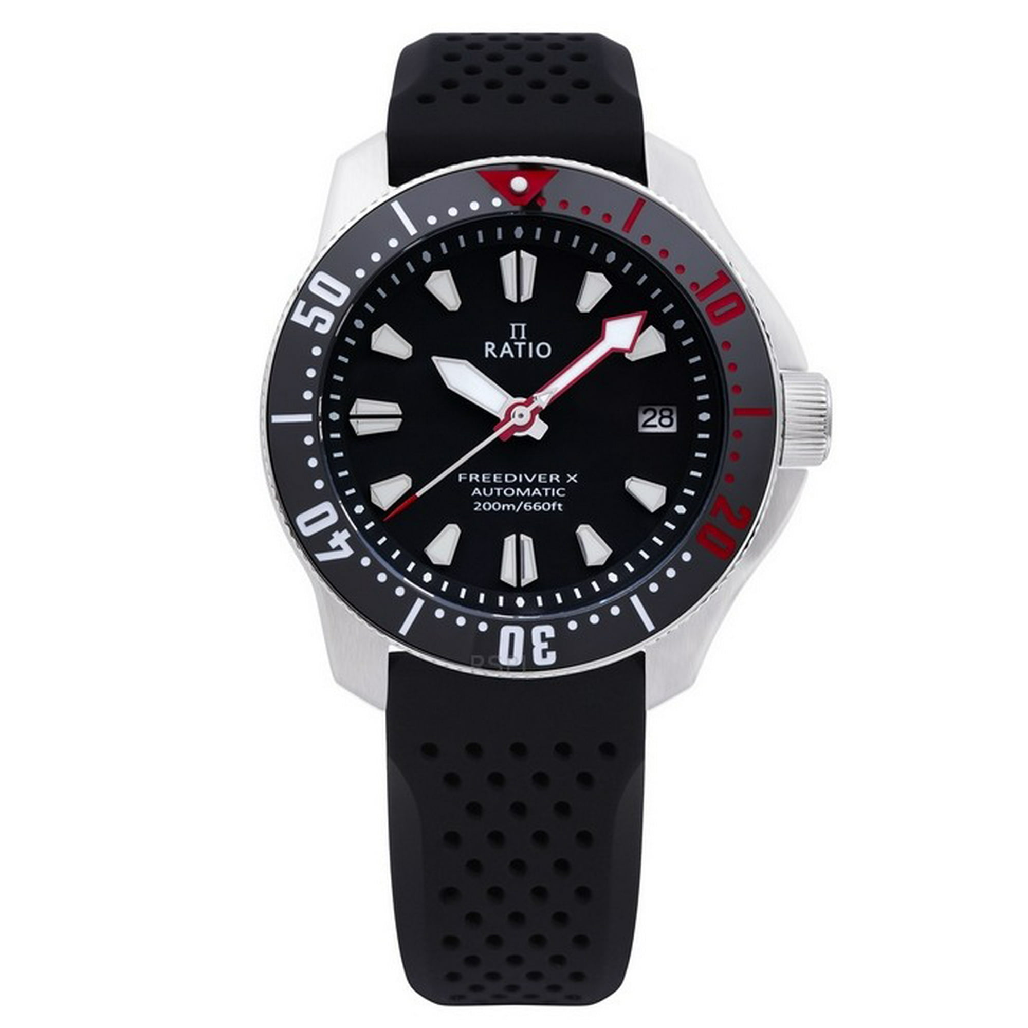 Reloj Ratio Freediver X Marine Negro Con Bisel Cerámico Negro Automático De Buceo Rtx001 200m Para Hombre