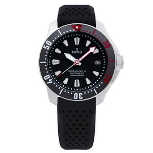 Reloj Ratio Freediver X Marine Negro Con Bisel Cerámico Negro Automático De Buceo Rtx001 200M Para Hombre