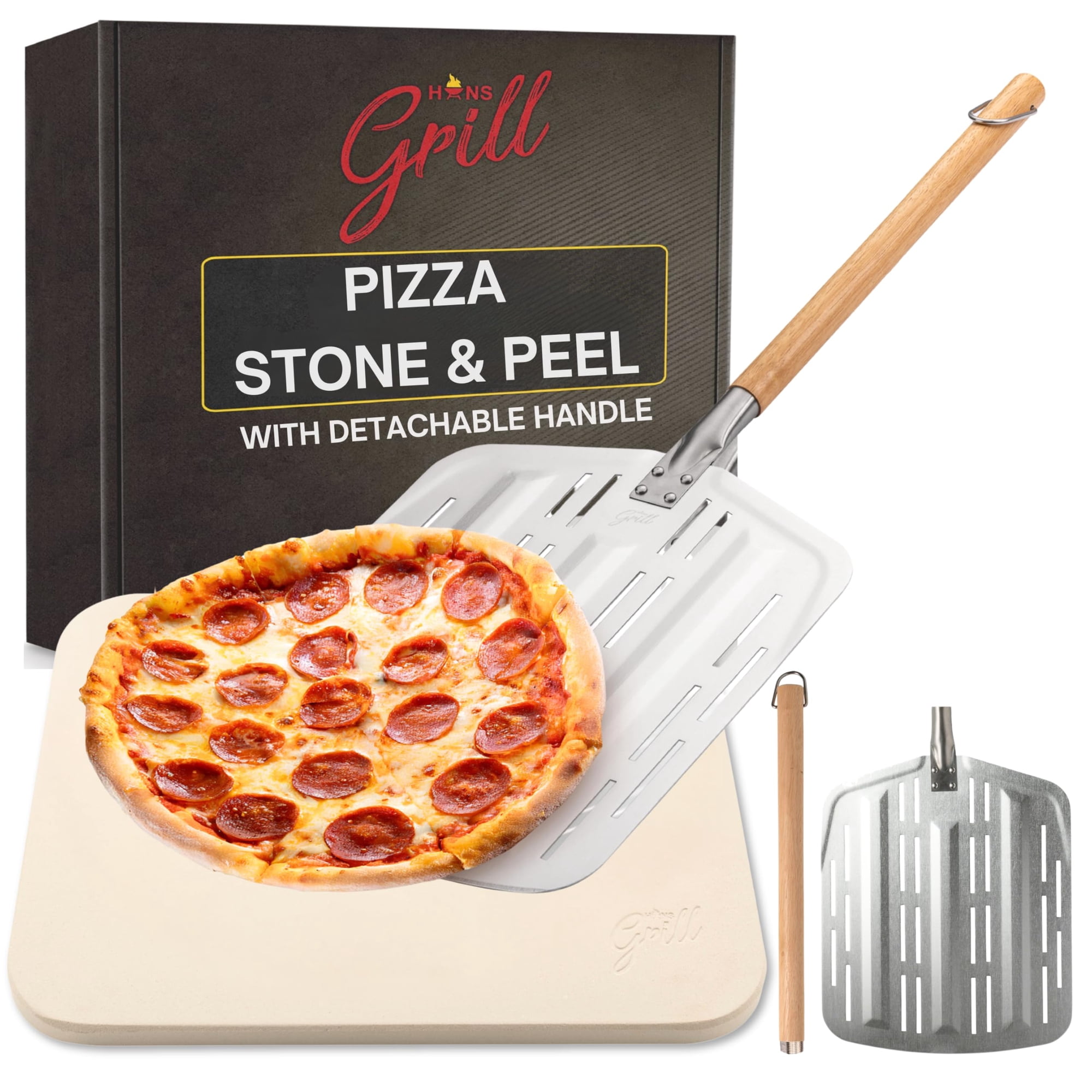 Piedra Para Hornear Pizza Stone Hans Grill Pro Xl Con Cáscara Para Pizza