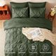 thumbnail image 3 of Juego de Edredón CozyLux Queen 7 piezas Verde Oliva con detalle de pliegues, 3 of 9