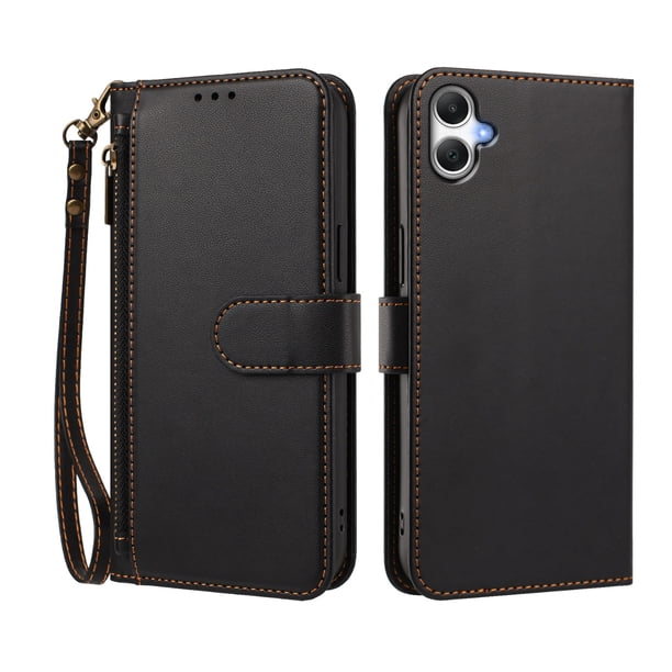 Funda Tipo Billetera para samsung galaxy A07 4G/5G con Soporte y Bolsillo con Cierre Negro