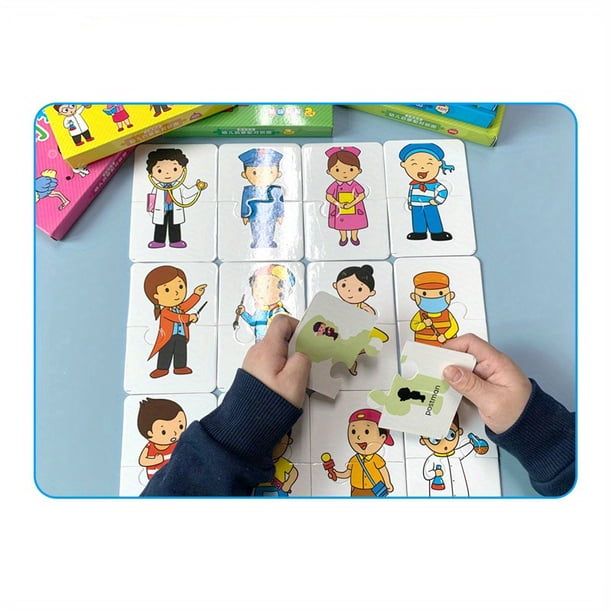 32pcs/box Animal Matching Puzzle For Baby, Image Language Cognition Cards For Children, Pairing Game Montessori Learning Educational Toy Gift For Kids