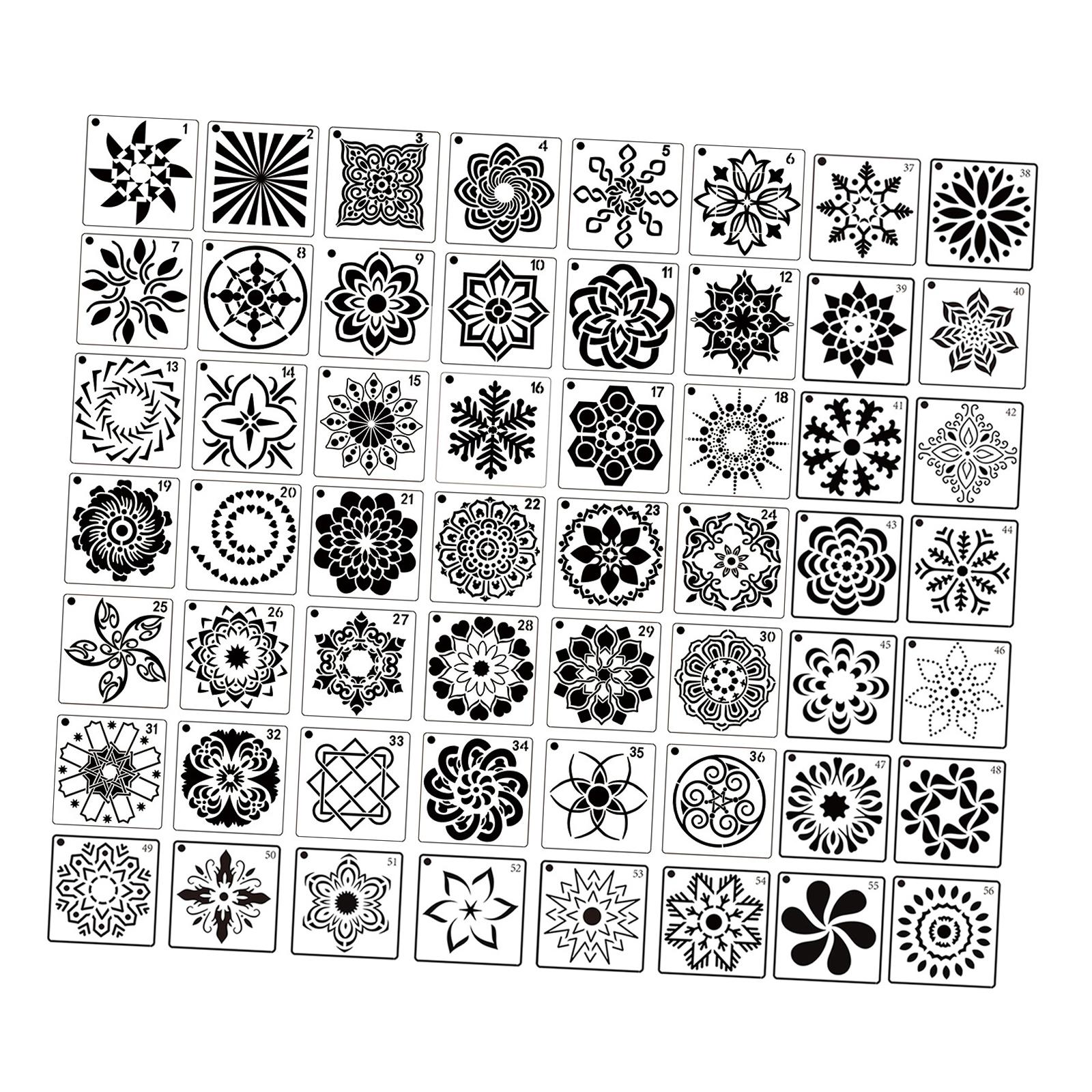 Bothyi - 56 Plantillas De Mandala Reutilizables, Plantillas De Pintura Para Muebles, Álbumes De Recortes