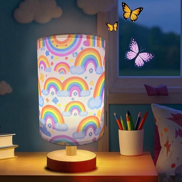 Lámpara GFTDNS Arcoíris para Niños, USB, Regulable, Base de Madera