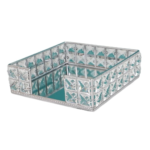 Bothyi - Bandeja De Perfume, Adorno De Mesa, Bandeja De Espejo Para Lámparas, Adornos Pequeños, Letras Plateadas